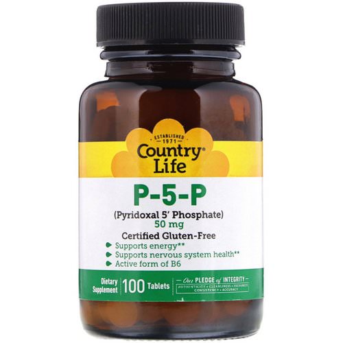 Country Life, P-5-P (Pyridoxal 5' Phosphate), 50 mg, 100 Tablets فوائد