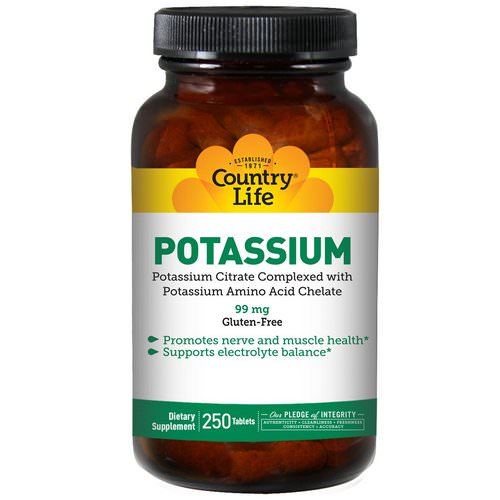 Country Life, Potassium, 99 mg, 250 Tablets فوائد