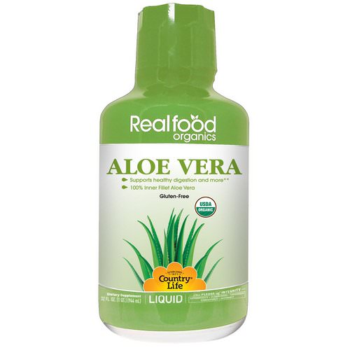 Country Life, Realfood Organics, Aloe Vera Liquid, 32 fl oz (944 ml) فوائد
