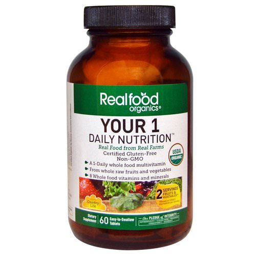 Country Life, Realfood Organics, Your 1 Daily Nutrition, 60 Tabs فوائد