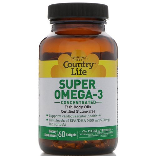 Country Life, Super Omega-3, Concentrated, 60 Softgels فوائد
