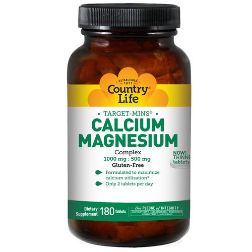 Country Life, Target-Mins, Calcium-Magnesium Complex, 180 Tablets فوائد