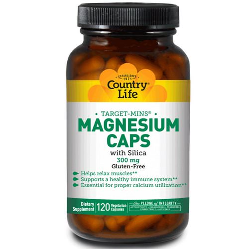 Country Life, Target-Mins, Magnesium Caps, 300 mg, 120 Vegetarian Capsules فوائد