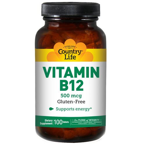Country Life, Vitamin B12, 500 mcg, 100 Tablets فوائد