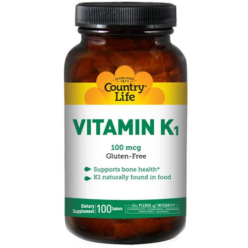 Country Life, Vitamin K1, 100 mcg, 100 Tablets فوائد