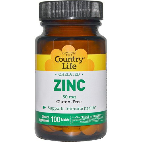 Country Life, Zinc, Chelated, 50 mg, 100 Tablets فوائد