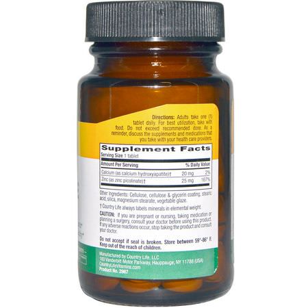 Country Life, Zinc Picolinate, 25 mg, 100 Tablets:أنفلونزا, سعال
