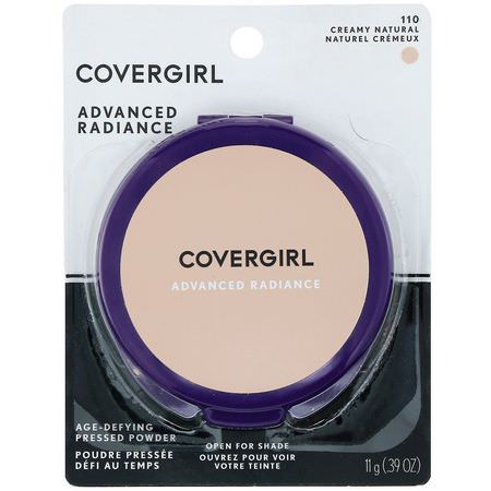 Covergirl, Advanced Radiance, Age-Defying, Pressed Powder, 110 Creamy Natural, 0.39 oz (11 g):رذاذ الإعداد, المسح,ق
