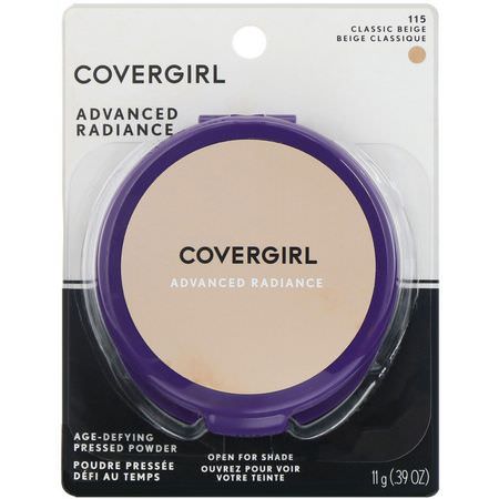 Covergirl, Advanced Radiance, Age-Defying, Pressed Powder, 115 Classic Beige, .39 oz (11 g):رذاذ الإعداد, المسح,ق