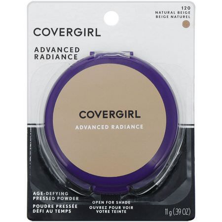 Covergirl, Advanced Radiance, Age-Defying, Pressed Powder, 120 Natural Beige, .39 oz (11 g):رذاذ الإعداد, المسح,ق