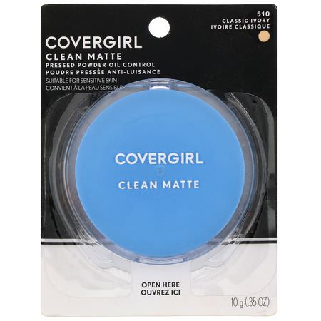 Covergirl, Clean Matte, Pressed Powder, 510 Classic Ivory, .35 oz (10 g):رذاذ الإعداد, المسح,ق
