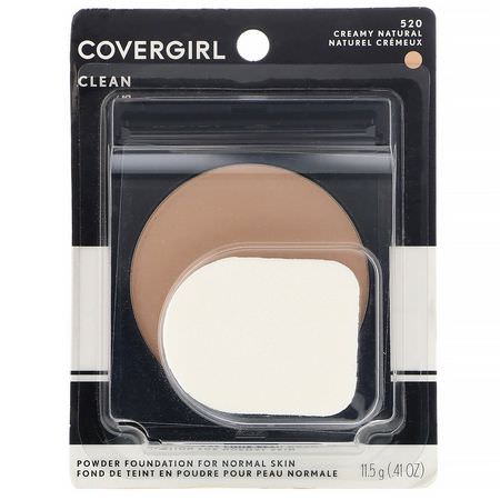 Covergirl, Clean, Powder Foundation, 520 Creamy Natural, .41 oz (11.5 g):Foundation, وجه