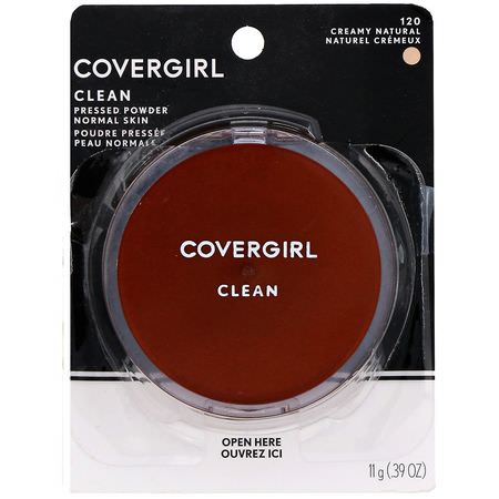 Covergirl, Clean, Pressed Powder Foundation, 120 Creamy Natural, .39 oz (11 g):رذاذ الإعداد, المسح,ق