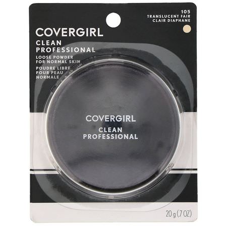 Covergirl, Clean Professional, Loose Powder, 105 Translucent Fair, .7 oz (20 g):رذاذ الإعداد, المسح,ق