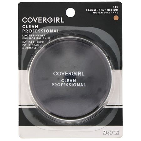Covergirl, Clean Professional, Loose Powder, 115 Translucent Medium, .7 oz (20 g):رذاذ الإعداد, المسح,ق