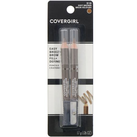 Covergirl, Easy Breezy, Brow Fill + Define Pencil, 510 Soft Brown, 0.06 oz (1.7 g):حاجب العين, عيون