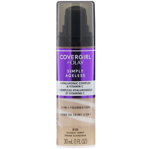 Covergirl, Olay Simply Ageless, 3-in-1 Foundation, 210 Classic Ivory, 1 fl oz (30 ml) فوائد