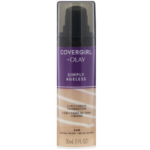 Covergirl, Olay Simply Ageless, 3-in-1 Foundation, 240 Natural Beige, 1 fl oz (30 ml) فوائد