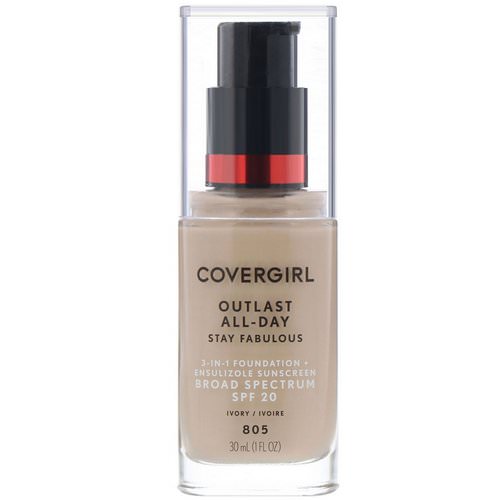 Covergirl, Outlast All-Day Stay Fabulous, 3-in-1 Foundation, 805 Ivory, 1 fl oz (30 ml) فوائد