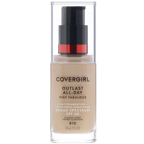 Covergirl, Outlast All-Day Stay Fabulous, 3-in-1 Foundation, 810 Classic Ivory, 1 fl oz (30 ml) فوائد