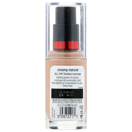 Covergirl, Outlast All-Day Stay Fabulous, 3-in-1 Foundation, 820 Creamy Natural, 1 fl oz (30 ml):Foundation, وجه