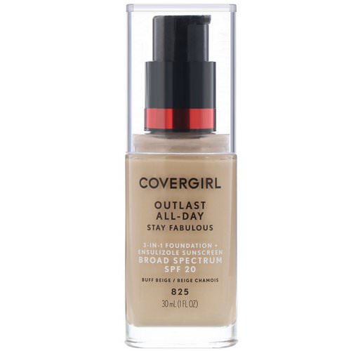 Covergirl, Outlast All-Day Stay Fabulous, 3-in-1 Foundation, 825 Buff Beige, 1 fl oz (30 ml) فوائد