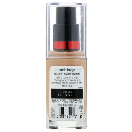 Covergirl, Outlast All-Day Stay Fabulous, 3-in-1 Foundation, 832 Nude Beige, 1 fl oz (30 ml):Foundation, وجه