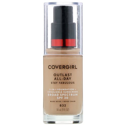 Covergirl, Outlast All-Day Stay Fabulous, 3-in-1 Foundation, 832 Nude Beige, 1 fl oz (30 ml) فوائد