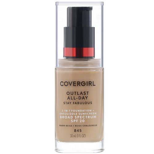 Covergirl, Outlast All-Day Stay Fabulous, 3-in-1 Foundation, 845 Warm Beige, 1 fl oz (30 ml) فوائد