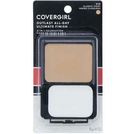 Covergirl, Outlast All-Day Ultimate Finish, 3 in-1 Foundation, 410 Classic Ivory, .4 oz (11 g):Foundation, وجه