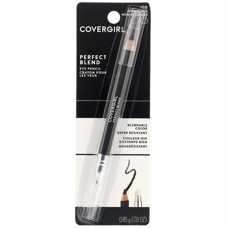 Covergirl, Perfect Blend, Eye Pencil, 100 Basic Black, .03 oz (.85 g):كحل, عيون