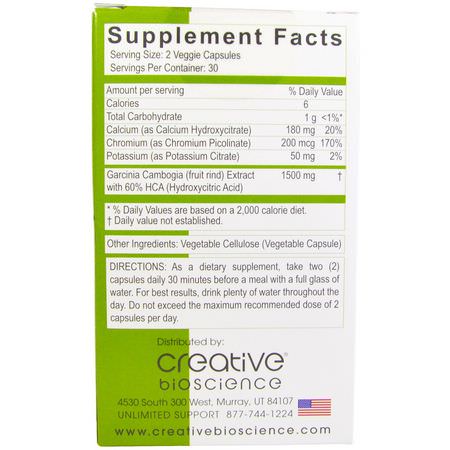 Creative Bioscience, Garcinia Cambogia 1234, 1500 mg, 60 Veggie Caps:Garcinia Cambogia, Weight