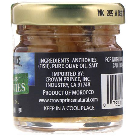 Crown Prince Natural, Anchovies, Flat Fillets, In Pure Olive Oil, 1.5 oz (43 g):المأك,لات البحرية
