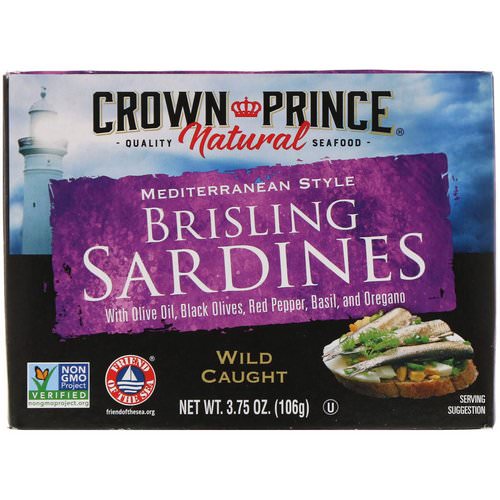 Crown Prince Natural, Brisling Sardines, Mediterranean Style, 3.75 oz (106 g) فوائد