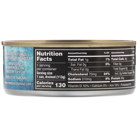 Crown Prince Natural, Tongol Tuna, Chunk Light - No Salt Added, In Spring Water, 5 oz (142 g):سمك الت,نة, المأك,لات البحرية