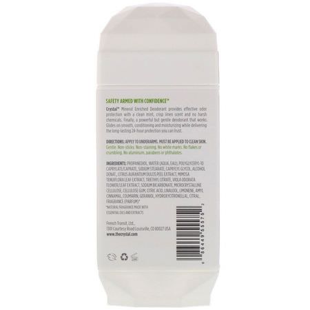 Crystal Body Deodorant, Mineral Enriched Deodorant, Invisible Solid, Freshly Minted, 2.5 oz (70 g):مزيل العرق, الحمام