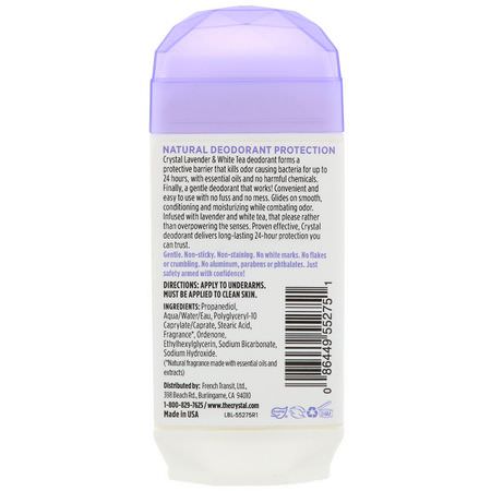 Crystal Body Deodorant, Natural Deodorant, Lavender & White Tea, 2.5 oz (70 g):مزيل العرق, الحمام