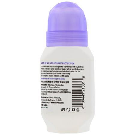 Crystal Body Deodorant, Natural Deodorant Roll-On, Lavender & White Tea, 2.25 fl oz (66 ml):مزيل العرق, الحمام