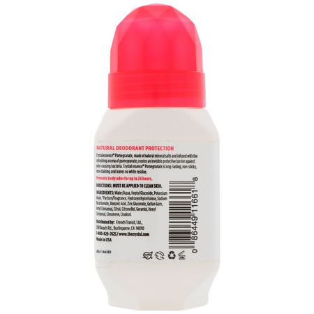 Crystal Body Deodorant, Natural Deodorant Roll-On, Pomegranate, 2.25 fl oz (66 ml):مزيل عرق, حمام