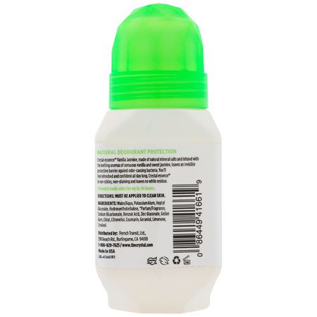 Crystal Body Deodorant, Natural Deodorant Roll-On, Vanilla Jasmine, 2.25 fl oz (66 ml):مزيل العرق, الحمام