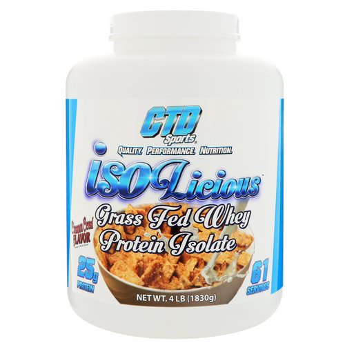 CTD Sports, Isolicious Grass Fed Whey Protein Isolate, Cinnamon Cereal Flavor, 4 lb (1830 g) فوائد
