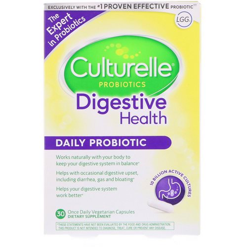 Culturelle, Digestive Health, Daily Probiotic, 30 Once Daily Vegetarian Capsules فوائد