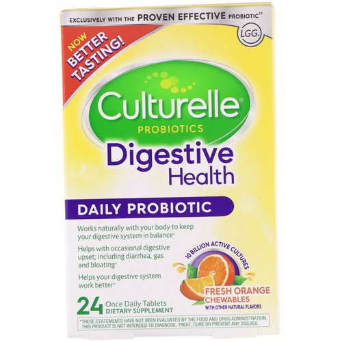 Culturelle, Probiotics, Digestive Health, Daily Probiotic, Orange, 24 Once Daily Tablets فوائد