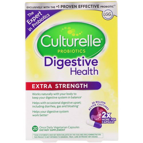 Culturelle, Probiotics, Digestive Health, Extra Strength, 20 Once Daily Vegetarian Capsules فوائد