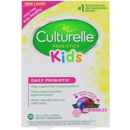 Culturelle, Kids Chewables Probiotics, Natural Bursting Berry Flavor, 30 Tablets فوائد