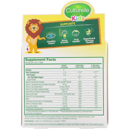 Culturelle, Kids Complete Multivitamin + Probiotic, Fruit Punch, 50 Chewable Tablets:الفيتامينات المتعددة للأطفال, الصحة