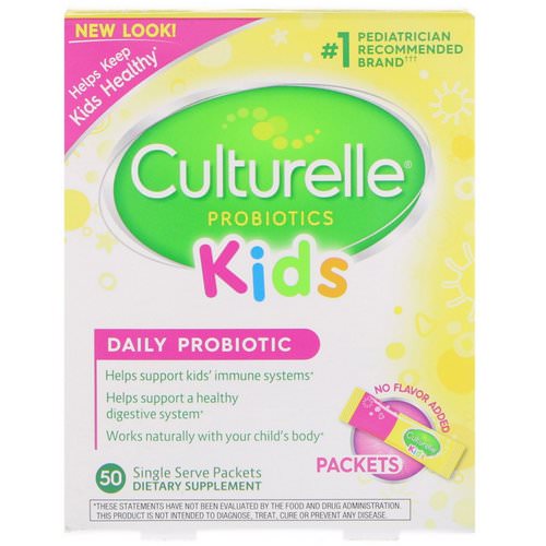 Culturelle, Kids, Daily Probiotic, Unflavored, 50 Single Serve Packets فوائد