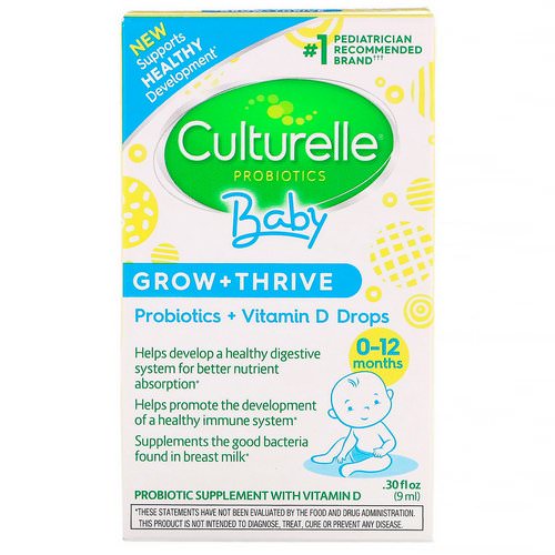 Culturelle, Probiotics, Baby, Grow + Thrive, Probiotics + Vitamin D Drops, 0-12 Months, .30 fl oz (9 ml) فوائد