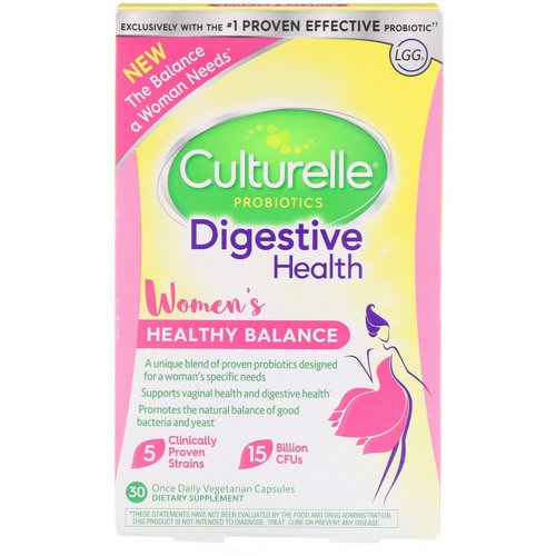 Culturelle, Probiotics, Digestive Health, Women's Healthy Balance, 30 Once Daily Vegetarian Capsules فوائد