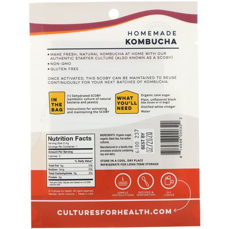 Cultures for Health, Kombucha, 1 Packet, .08 oz (2.4 g):الخل ,الزي,ت